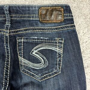 Silver Jeans Womens 26 Natsuki Curvy Boot Cut Dark Big Stitch Classic Denim Core